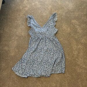 Open back with bow blue dress